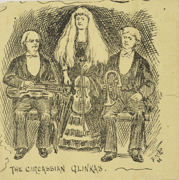 The Circassian Glinkas, 1873. Musical trio from Circassia, a historical region in modern-day Russia