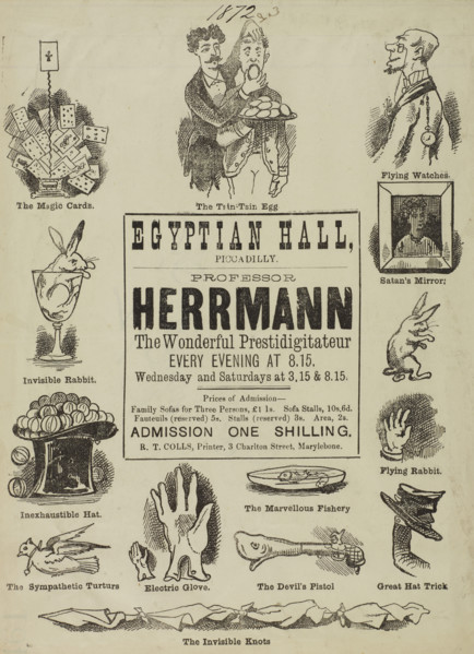 Professor Herrmann, The Wonderful Prestidigitateur, at the Egyptian Hall, 1872. 'The Magic Cards;