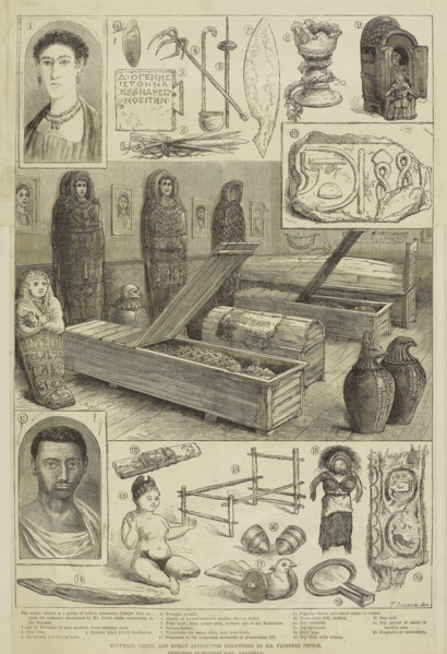 Egyptian, Greek, and Roman Antiquities discovered by Mr. Flinders Petrie, 1888. 'Exhibition at