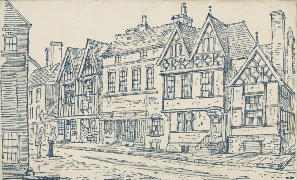 Temperance Hall, exterior, 1885. Illustration from a programme for the National Bazaar in aid of