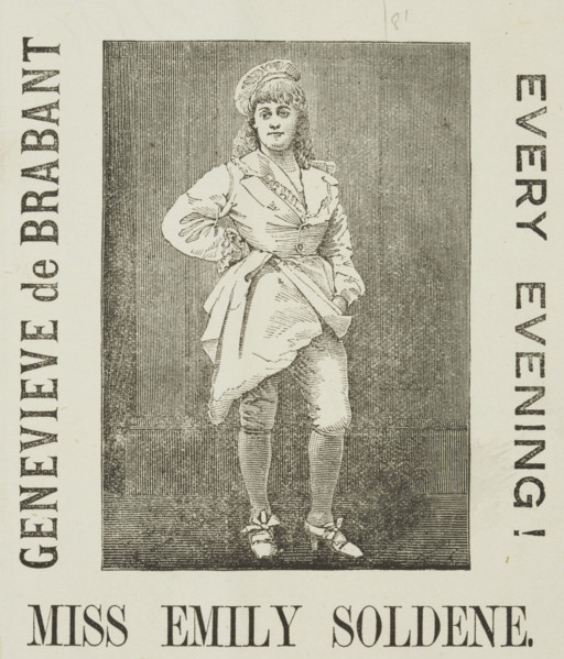Genevieve de Brabant - Every Evening! - Miss Emily Soldene, late 19th century. Illustrated