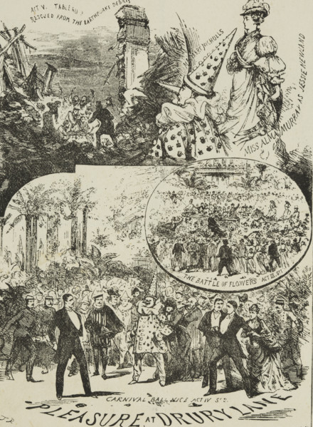Pleasure at the Drury Lane theatre, late 19th century. 'Act V., Tableau 3 - Rescued from the