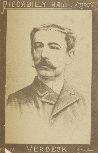Verbeck at Piccadilly Hall, 1886. Portrait of Monsieur Verbeck who performed séances 'of