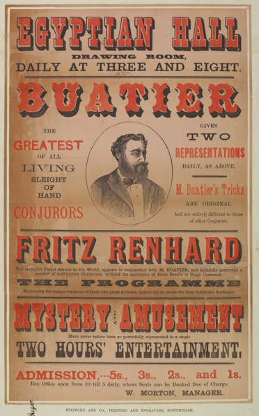 Buatier and Fritz Renhard at the Egyptian Hall, 1875. 'The Greatest of All Living Sleight of Hand