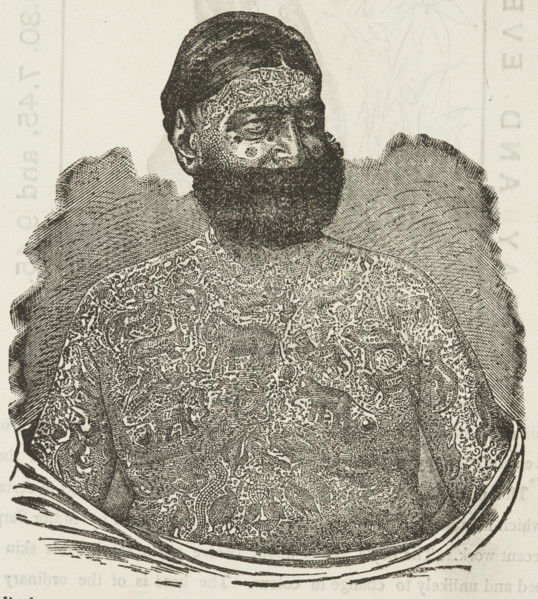 Captain Georges Costententus, The Tattooed Man at the Royal Aquarium in London, 1881. George