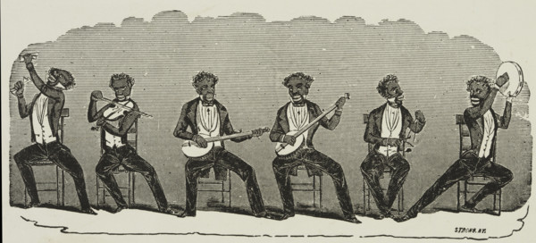 Barnards Troupe of Christy Minstrels, 1869. Illustrated advertisement, probably for a performance
