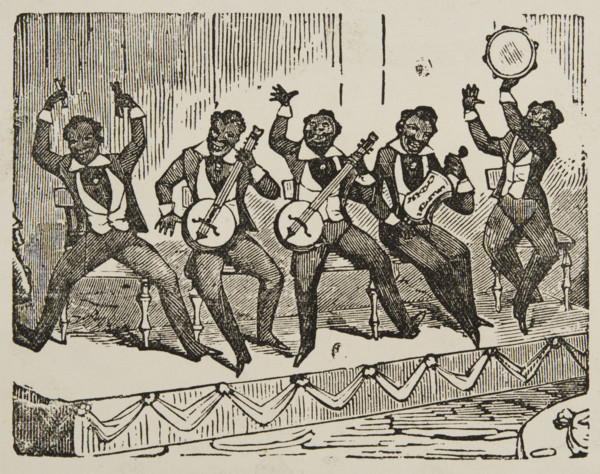 Lantum Ethiopian Serenaders, c1840s. Illustration of a minstrel show group advertising their