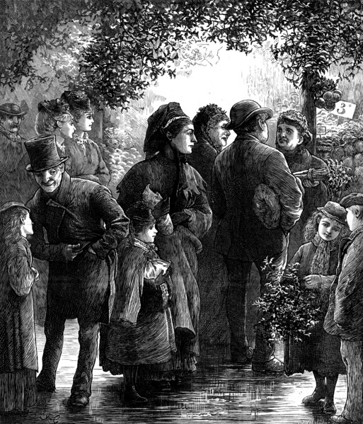 Christmas Marketing, 1873. 'The bustle of laying in the required stock of kitchen, cellar, and
