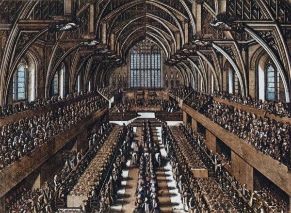 'The Coronation Dinner of James II in Westminster Hall', 1685, (1947). Banquet held in Westminster