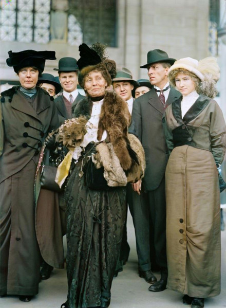 Miss Lucy Burns of C.U.W.S. - Left, with Mrs. Emmeline Pankhurst, 1913. American and British