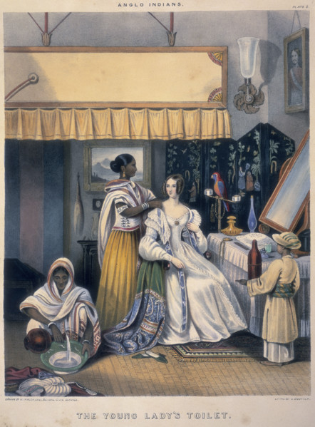 'The Young Lady's Toilet', 1842. A European woman, probably the wife or daughter of an official in