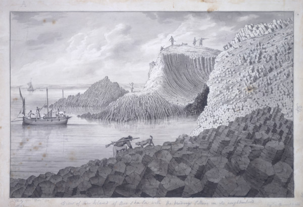 'View of the island of Bou Shala with the bending pillars in its neighbourhood', 1772. A party of