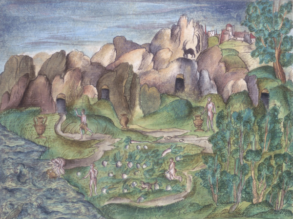 People living in caves, 16th century. From memoirs, biographical notes, poems, etc written by