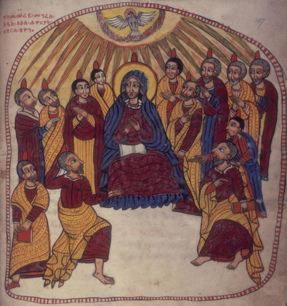 Pentecost, 1756? The Virgin Mary and disciples speaking in tongues.
