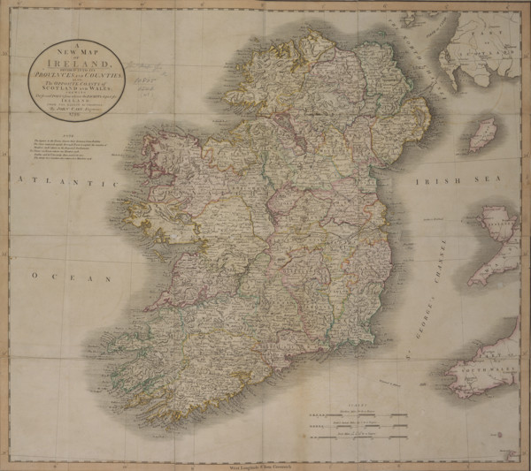 'A New Map of Ireland', 1799. 'A New Map of Ireland, divided into its Provinces and Counties; also,