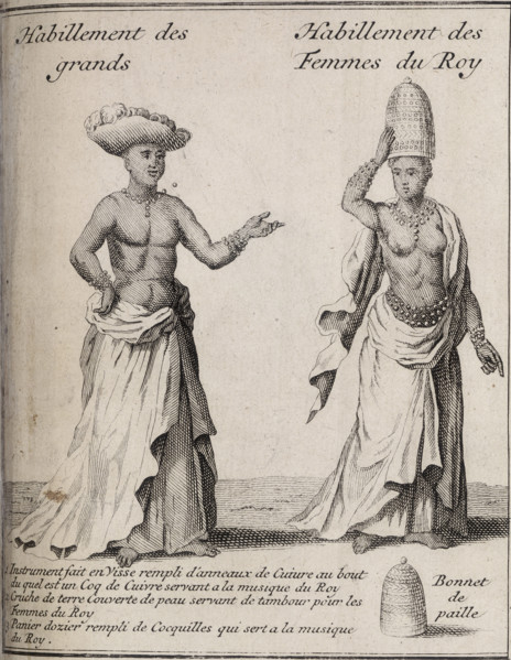 A man and woman from New Guinea, 1731. 'Habillement des grands. Habillement des Femmes du Roy. 1.