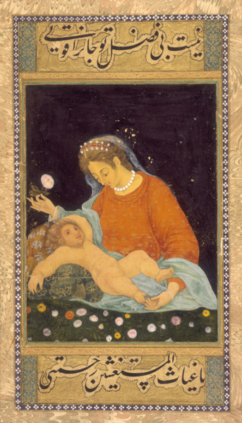 The Virgin and Child, c.1630. Mary holds a flower over her son's head, and gently touches his toes