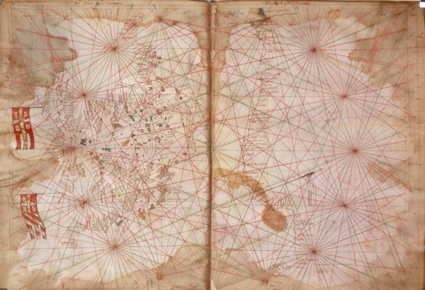 Map of Eastern Europe and the Byzantine Empire, Catalan Portolan chart, c1321. From "Liber