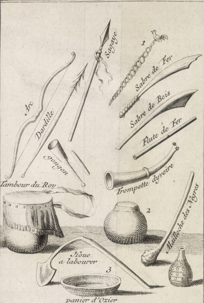 Habillement des Femmes du Roy, 1731. Clothing of the King's Women. Arc, Dardille, Sagaye, 1, Sabre