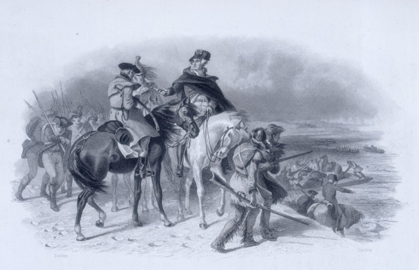 President George Washington crossing the Delaware, December 1776, (c1856-c1859). Washington, on the