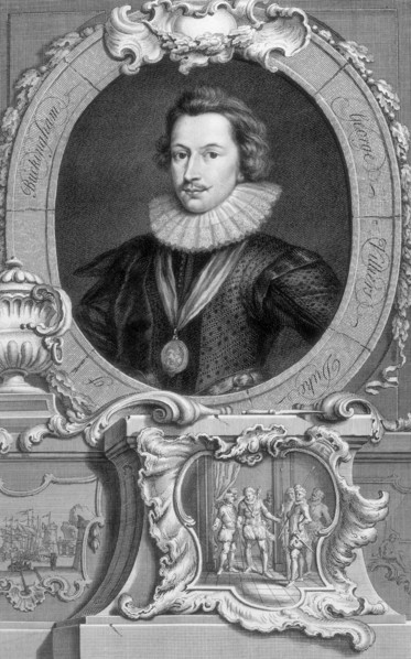 George Villiers, 1st Duke of Buckingham, c1743-c1751. Beneath his portrait is a small vignette of a