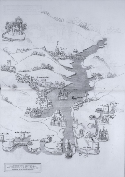 A map of Dartmouth Haven, Devon, 1806. 'From a Chart drawn in the Reign of K. Hen. VIII. preserved