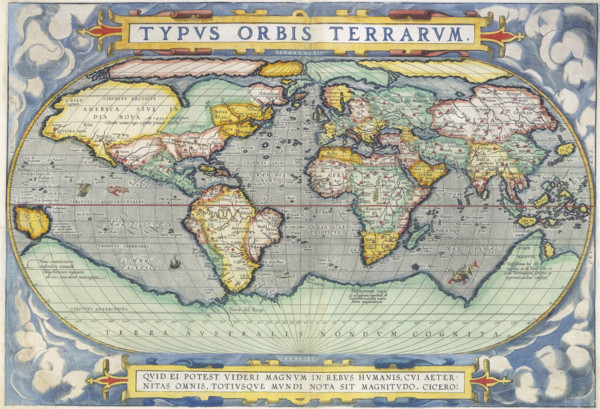 Ortelius World Map, 1570. The map speculates the existence of Terra Australis (nondum cognita), a