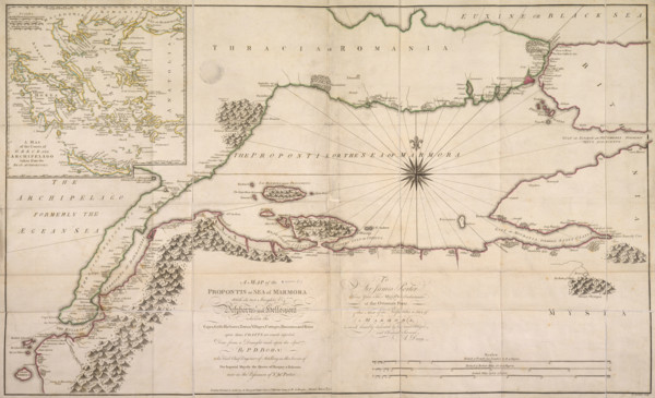 Map of the Sea of Marmara, 1770. The sea of Marmara connects the Black Sea via the Bosphorus and
