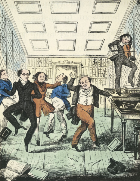 Men dancing, 1841. From "Uncle Buncle's Walk in the Garden".