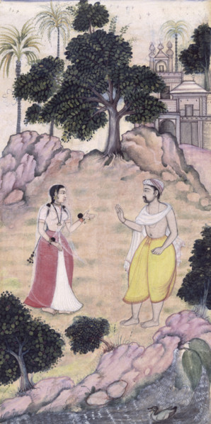 The lovers, Nala and Damayanti bidding farewell.