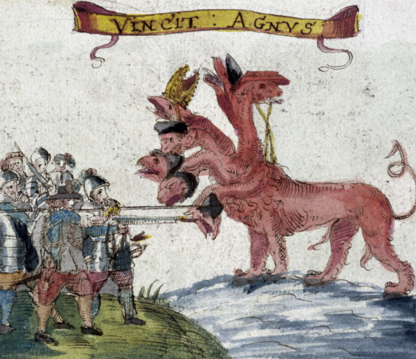 A banner of the parliamentary army, English Civil War, c1642-c1646. Drawing of a parliamentary
