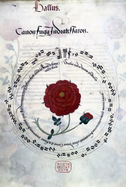 Musical canon with Tudor rose, c1509-c1547. Under Henry VII, the Tudor rose became a potent