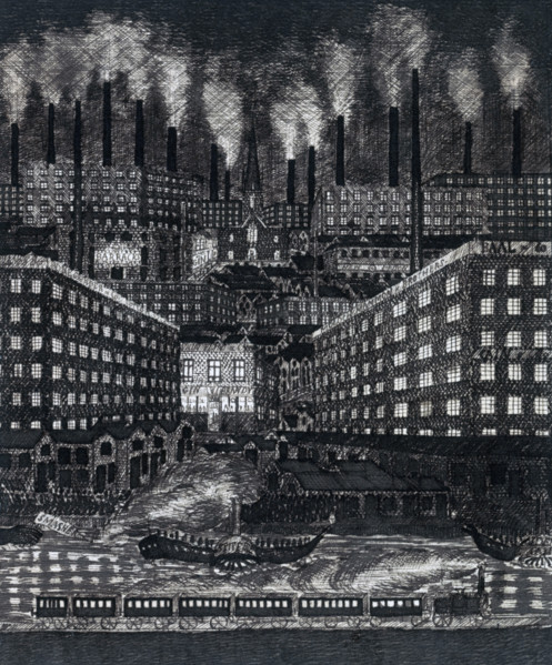 Industrial landscape drawn by Chartist leader Ernest Jones, c1848-c1850. Ernest Jones was one of
