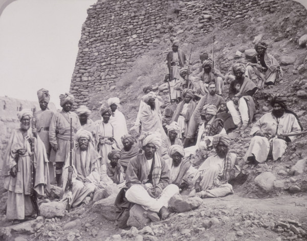 Khyber chiefs and khans with Captain Tucker, Political Officer in Jamrood Fort, Northwest Frontier