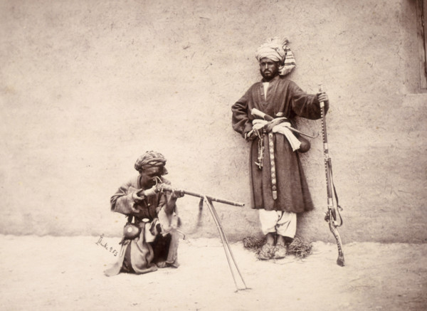 Kohistani and Hazara combatants, Kabul, Afghanistan, c1880. These men are from Kohistan, an area