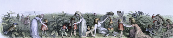 'Water lilies and water fairies of the period', c1869-c1870. An assortment of fairies, nymphs and