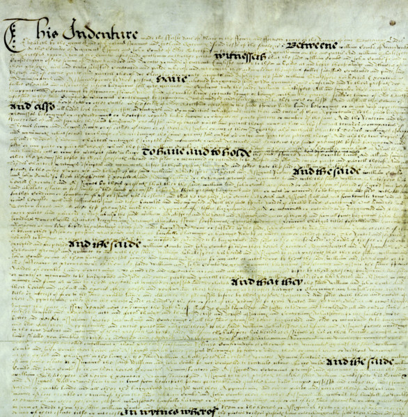 The Warwick Shakespeare deed, 1602. This is the deed conveyance whereby Shakespeare purchased 107