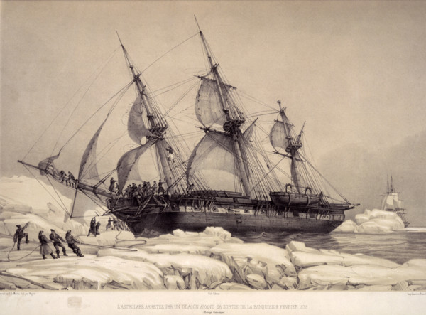 The Astolabe caught in an icefield on its voyage of exploration to the Pacific Islands, 9 February