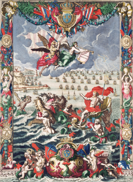 Frontispiece of Mortier's "Neptune François", 1693. Pieter Mortier was a Dutch publisher of French