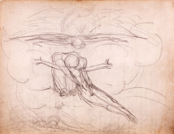 Sketch of the Trinity, c1787-1818. Embracing figures. Sketch on a page from the Manuscript