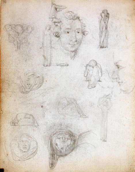 Alphabetic human forms,  c1787-1818. Page from a sketchbook.  Drawing adopted for the poem 'Holy