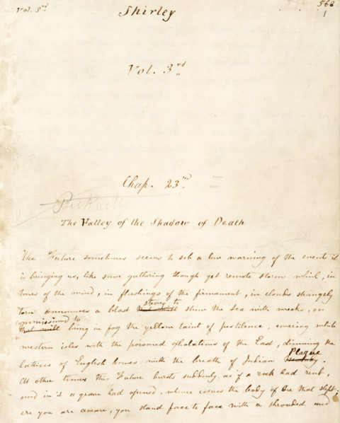 Volume 3 of the manuscript of "Shirley", c1849. "Shirley" was Charlotte Bronte's third novel. The