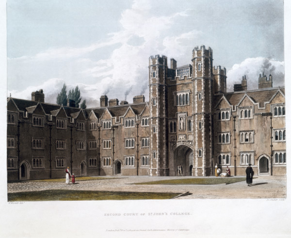 Second Court of St John's College, Cambridge University, Cambridgeshire, 1814. The poet, William