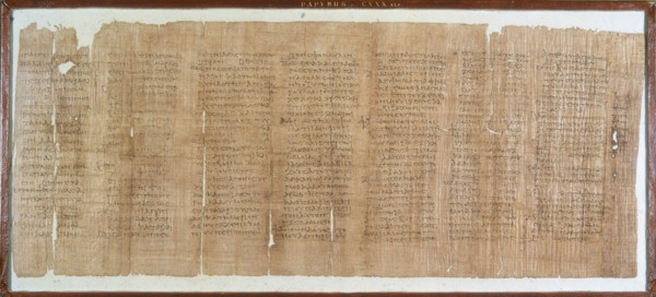 Greek papyrus horoscope for 1st April, 81 AD. An elaborate horoscope written on papyrus.