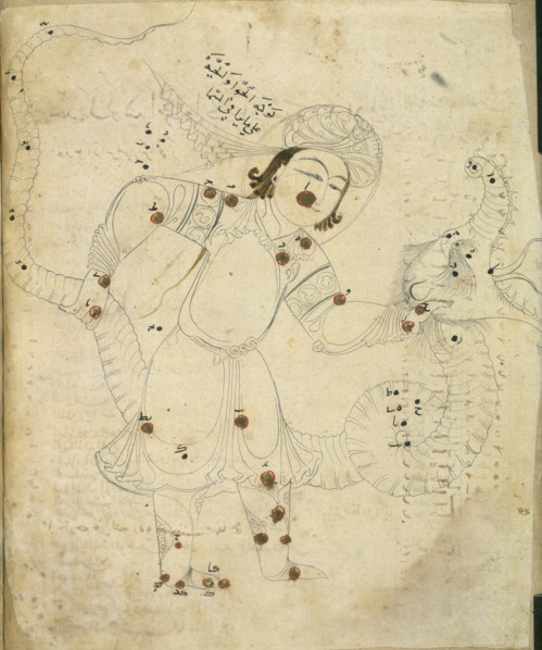 The snake charmer, 10th century. A Persian representaion of the constellation Ophiuchus, otherwise