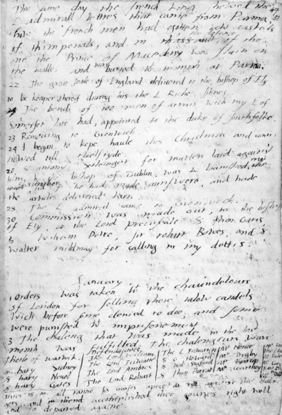 Page from the diary of King Edward VI, c1551-c1552. Edward VI succeeded to the English throne in