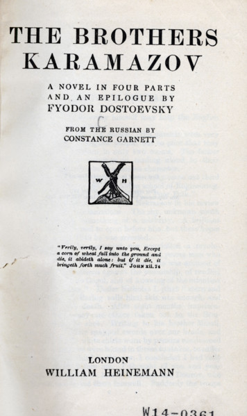 Title page from "The Brothers Karamazov" by Fyodor Dostoevsky, 1920. English translation by