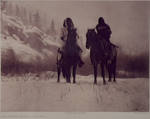 'For a Winter Campaign - Apsaroke', 1909. North American Indians on horseback. The warrior on the