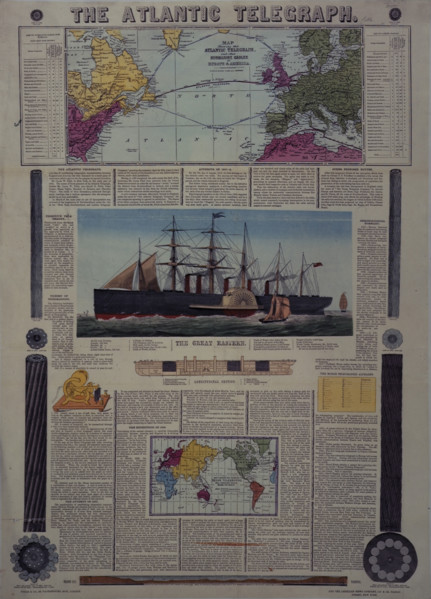 Bacon's Chart of the Atlantic Telegraph, 1866. Map shewing the Atlantic Telegraph, and other