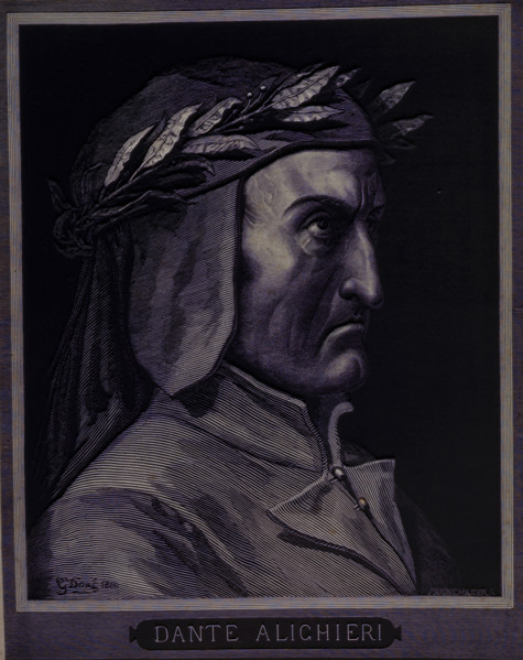 Portrait of Dante Alighieri, 1861. Italian poet (1265-1321), author of the Divine Comedy. From